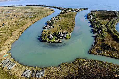 Aereal view of laguna di Marano